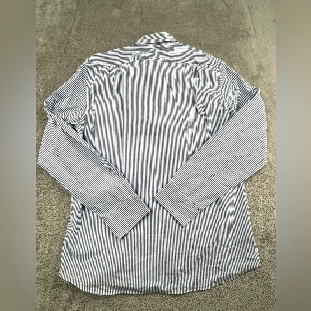 NEW J Crew L Slim Flex Washed Men's Blue White Striped Classic Long Sleeve Shirt